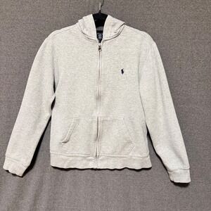Ralph Lauren Kids Gray Long Sleeve Full Zip Hoodie Polo Logo Size L 14-16Y